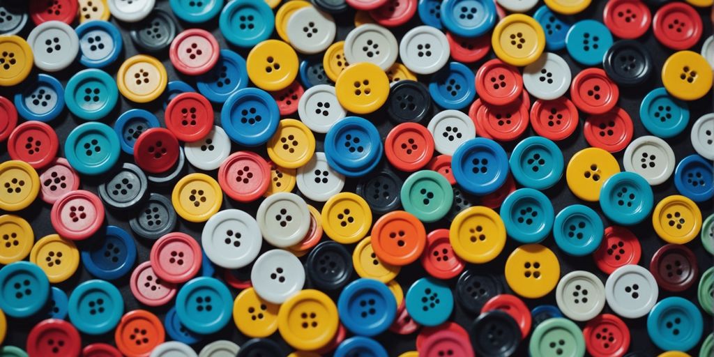 Various colorful buttons creatively arranged on a surface.
