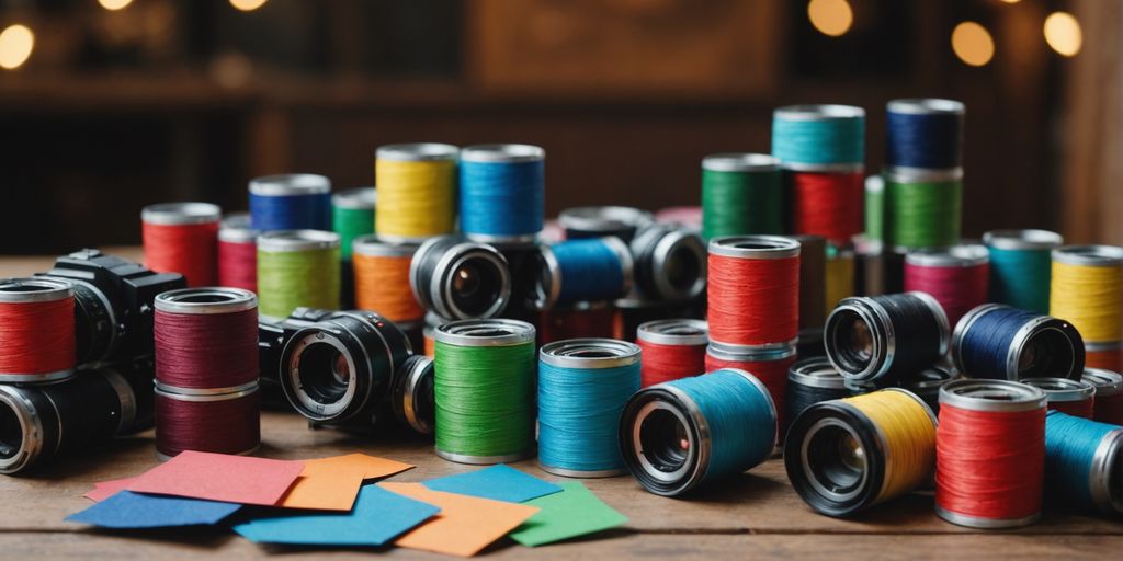 Handmade crafts using recycled materials displayed on a table.