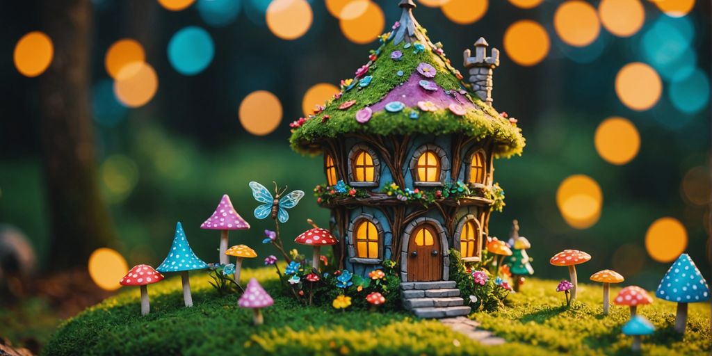 Handmade fairy tale crafts with vibrant colors and magical themes.